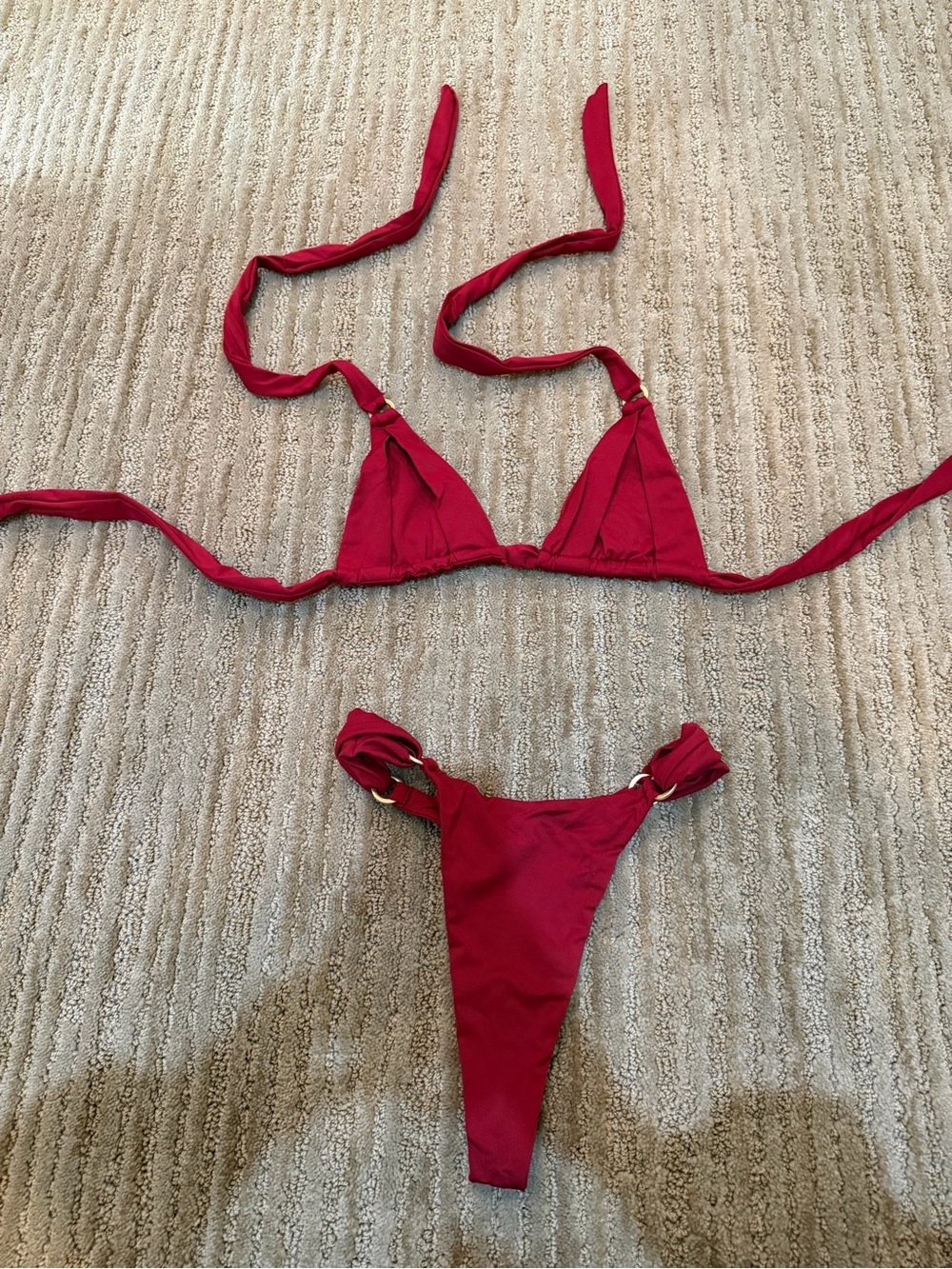 Monday Swimwear Red Triangle String Bikini